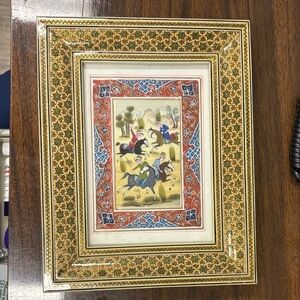 Miniature Persian Painting of polo players